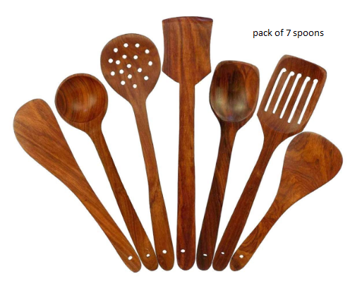 7 wooden cooking spatula ladles kitchen spoons